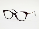 Women's Dark Mahroon Square Eyeglasses with Gold Accents